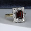 18ct Gold Garnet & Diamond Ring Garnet 1.50ct Size UK N US 6.75 EUR 54 Vintage Secondhand Pre-Owned Side 1