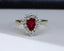 18ct Gold Ruby & Diamond Ring 1.00ct Pear Cut Size UK O US 7.25 EUR 55 Vintage Secondhand Pre-Owned Front