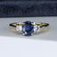 18ct Gold Sapphire & Diamond Trilogy Ring Size UK M US 6.25 EUR 52.5 Vintage Secondhand Pre-Owned Front