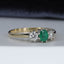 18ct Gold Emerald & Diamond Ring, Vintage, Oval Emerald 0.40ct, Eternity Trilogy, UK R US 8.5 EUR 59