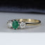 18ct Gold Emerald & Diamond Ring, Vintage, Oval Emerald 0.40ct, Eternity Trilogy, UK R US 8.5 EUR 59