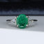 14ct Gold Emerald & Diamond Ring Trilliant Cut Oval Emerald 1.60ct Size UK O US 7.25 EUR 55 Vintage Secondhand Pre-Owned Front