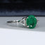 14ct Gold Emerald & Diamond Ring Trilliant Cut Oval Emerald 1.60ct Size UK O US 7.25 EUR 55 Vintage Secondhand Pre-Owned Side 1
