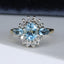 18ct Gold Aquamarine & Diamond Ring Oval Cut Aquamarine 1.00ct Size UK M US 6.25 EUR 52.5 Vintage Secondhand Pre-Owned Front
