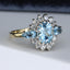 18ct Gold Aquamarine & Diamond Ring Oval Cut Aquamarine 1.00ct Size UK M US 6.25 EUR 52.5 Vintage Secondhand Pre-Owned Side 1