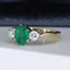 18ct Gold Emerald & Diamond Ring, Oval Emerald 1.00ct Trilogy Three Stone Size UK N US 6.75 EUR 54 Vintage Secondhand Pre-Owned Side 2