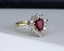 18ct Gold Ruby & Diamond Ring 1.00ct Pear Cut Size UK O US 7.25 EUR 55 Vintage Secondhand Pre-Owned Side 1