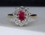 18ct Gold Ruby & Diamond Ring Size UK N US 6.75 EUR 54 Vintage Secondhand Pre-Owned Front