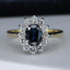 18ct Gold Sapphire & Diamond Ring Oval Sapphire 0.75ct, Size UK N US 6.75 EUR 54 Vintage Secondhand Pre-Owned Front