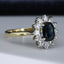 18ct Gold Sapphire & Diamond Ring Oval Sapphire 0.75ct, Size UK N US 6.75 EUR 54 Vintage Secondhand Pre-Owned Side 1