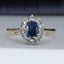 18ct Gold Sapphire & Diamond Ring Oval Sapphire 0.75ct Size UK R US 8.5 EUR 59 Vintage Secondhand Pre-Owned Jewellery Front