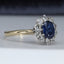18ct Gold Sapphire & Diamond Ring Oval Sapphire 0.75ct Size UK R US 8.5 EUR 59 Vintage Secondhand Pre-Owned Jewellery Side 1