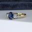 18ct Gold Sapphire & Diamond Trilogy Ring Size UK M US 6.25 EUR 52.5 Vintage Secondhand Pre-Owned Side 2