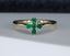 9ct Gold Emerald & Diamond Ring Size UK O US 7.25 EUR 55 Vintage Secondhand Pre-Owned Front