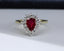 18ct Gold Ruby & Diamond Ring 1.00ct Pear Cut Size UK O US 7.25 EUR 55