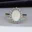 18ct Gold Opal & Diamond Ring, Hallmarked, Size UK K US 5.25 EUR 50