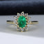 18ct Gold Emerald & Diamond Ring Size UK N US 6.75 EUR 54