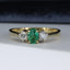 18ct Gold Emerald & Diamond Ring, Vintage, Size UK R US 8.5 EUR 59