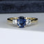 18ct Gold Sapphire & Diamond Trilogy Ring Size UK M US 6.25 EUR 52.5